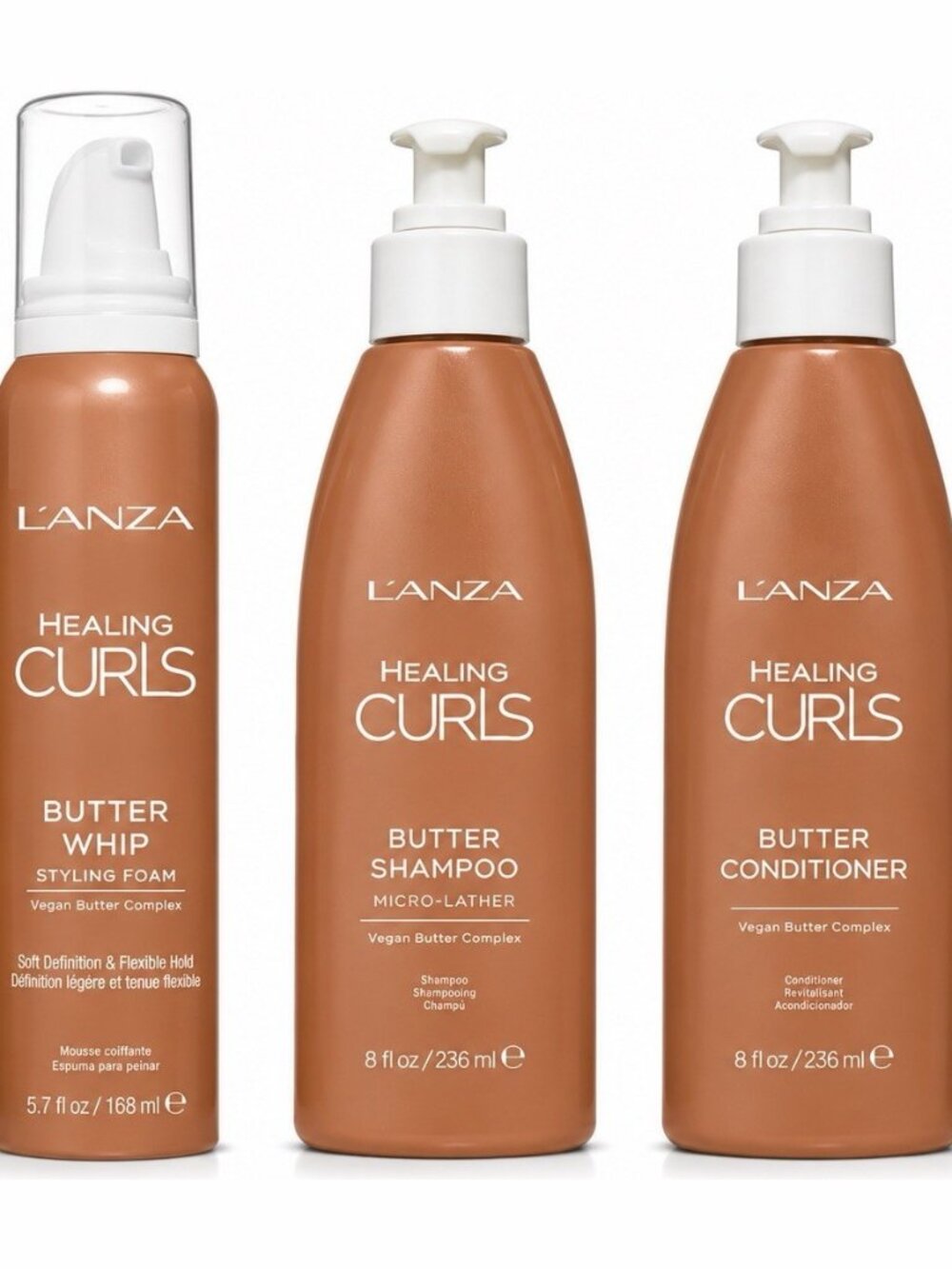 L’ANZA Healing Curls Butter Whip Foam Shampoo Conditioner Trio Vegan Curl Set